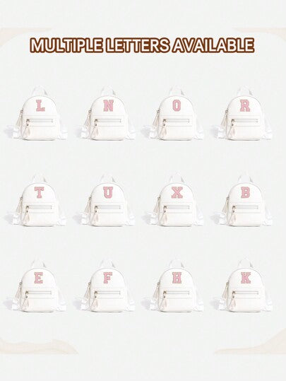 حقيبة ظهر كلاسيكية وجميلة للبنات مزينة بتصميم حروف الأبجدية A-Z عدد 1 حبة، أشرطة كتف قابلة للتعديل، محفظة بشكل قلب، متعددة الاستخدامات للاستخدام اليومي والخارجي والمدرسة والسفر والرحلات، محمولة، هدية مثالية لعيد الحب