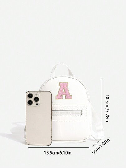 حقيبة ظهر كلاسيكية وجميلة للبنات مزينة بتصميم حروف الأبجدية A-Z عدد 1 حبة، أشرطة كتف قابلة للتعديل، محفظة بشكل قلب، متعددة الاستخدامات للاستخدام اليومي والخارجي والمدرسة والسفر والرحلات، محمولة، هدية مثالية لعيد الحب