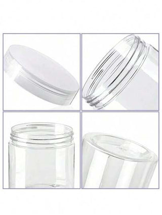 10 حبات أوعية بلاستيكية شفافة بأغطية، حاوياتتخزين بلاستيكية، إبريق مرطبان بلاستيكي، حاويات تخزين قابلة لإعادة التعبئة، حاويات دائرية فارغة، لتخزين الفواكه المجففة والعسل والمكسرات والمطبخ المنزلي