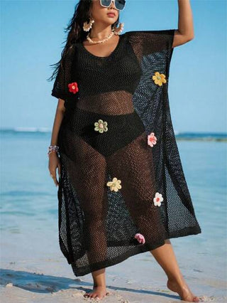 Swim Mod عباءة شاطئ جديدة مريحة وفضفاضة بطبعات زهرية ملونة للأحجام الكبيرة في الصيف