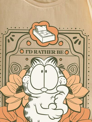 GARFIELD X تي شيرت بأكمام قصيرة للنساء بطباعة رسوم كرتونية قطة وحروف ، صيفي ، كاجوال