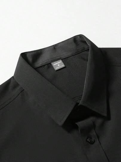 Manfinity Mode قميص رجالي كاجوال متعدد الاستخدامات بأكمام طويلة وتصميم ألوان متباينة، قميص أسود رسمي للرجال بأكمام طويلة، قمصان رسمية للرجال بتصميم أكمام طويلة باللون الأسود، قمصان رجالية للأعمال الرسمية الكاجوال، قمصان رسمية للرجال للخريف