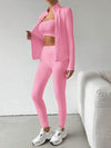SHEIN EZwear مجموعة تريكو احجامين أسود، جاكيت بسحاب وبنطلون ضيق للرياضة