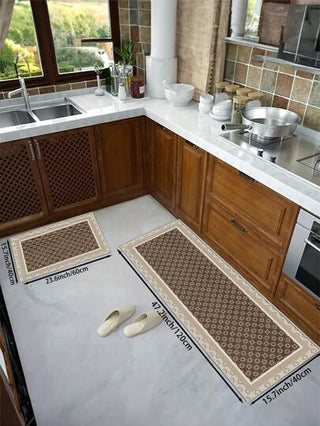 قطعة واحدة من سجادة أرضية المطبخ ذات طراز رجعي بنمط البرسيم، مضادة للانزلاق ومقاومة للبقع، مناسبة للديكور وغرفة المعيشة والحمام والنوم, سجاد وبساط باب وسجادة منطقة، صنعت من ألياف بوليستر، سهلة التنظيف والغسيل في الغسالة، مناسبة لجميع المواسم والمناسبات.