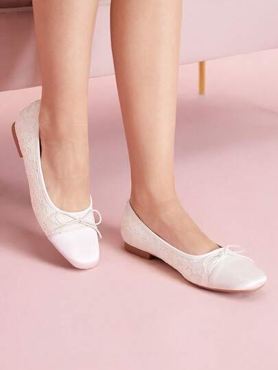 CUCCOO DOLLMOD أحذية شقق موضة مزينة بفيونكة لجو أعياد ورأس السنة الجديدة، مناسبة للخريف والشتاء