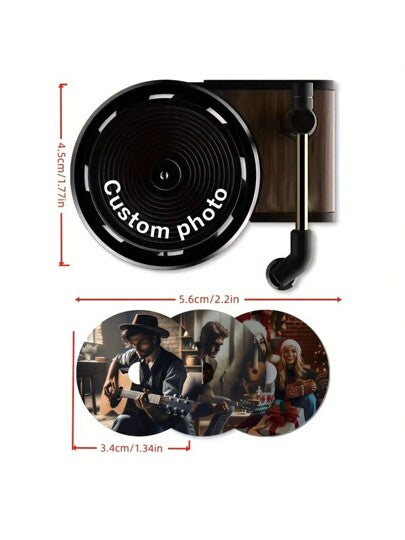 منتج مخصص قطعة واحدة صور مخصصة، مسجل صوت للسيارة، معطر هواء، مشبك تهوية، زينة المشغل، صور مخصصة لأحبتك، العائلة، الحيوانات الأليفة، تصميم غلاف بطاقة تهنئة على شكل أسطوانة فينيل، هدايا عيد الحب والعام الجديد 2025 وعيد الميلاد