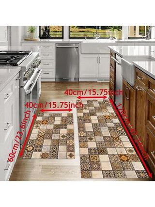 زرنيخة الباب ذات نمط كاروهات بتصميم عصري قطعة واحدة، نمط زهري، لون أزرق، صالح للمطبخ - ماص، مقاوم للبقع، مناسب للمزرعة، المدخل، الداخلي، ديكور الغرفة، المطبخ، غرفة الطعام، مكتب المنزل الصغير، حوض، غرفة الغسيل