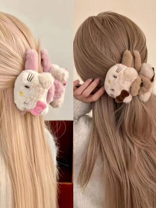 Sanrio قطعة واحدة، دبوس شعر ماربع كسنريو حيوان قطة هلو كيتي أنيق بشكل فراشة ذو لون وردي وبني، تصميم كرتوني لشخصية القط كي تي ،هدية مثالية لعيد الميلاد ،مناسبة للحبيبات