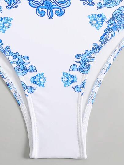 Swim Oasis بكيني مطبوع بزهور مع حمالة ذات دعامة + تنورة غطاء للصيف المقاسات الكبيرة