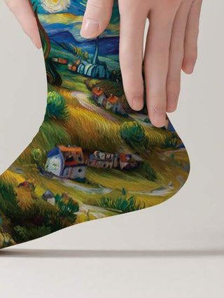زوج جوارب يونيسكس مطبوعة بتصميم ثلاثي الأبعاد و360 درجة لرسوم الفنان فان جوخ، جوارب مريحة وقابلة للتنفس وعصرية مزينة برسوم كرتونية، مناسبة لهدايا الأعياد والعطلات، جوارب فريدة ومثيرة للاهتمام