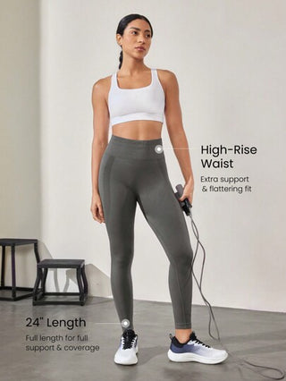 GLOWMODE سروال رياضي حياكته ممتدة بخصر مرتفع مثقب لتأثير متوسط، ملائم للصالة الرياضية وللتمارين