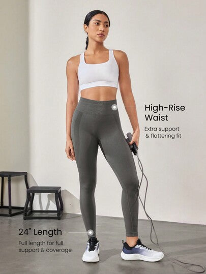 GLOWMODE سروال رياضي حياكته ممتدة بخصر مرتفع مثقب لتأثير متوسط، ملائم للصالة الرياضية وللتمارين