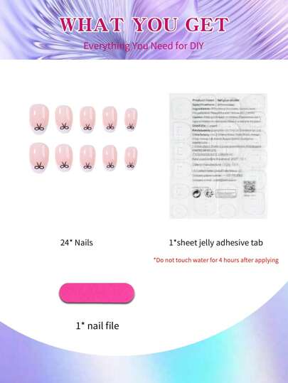 24 قطعة من أظافر النصائح البيضاء بتصميم عقدة الفراشة جميل بيضاوي قصير، تركيب سهل، مجموعة أظافر اصطناعية أكريليك تشمل 1 قطعة من الصمغ الهلامي و1 قطعة من منشار الأظافر، أظافر عيد الحب والأظافر بالنصائح الفرنسية للنساء والفتيات للاستخدام اليومي والحفلات