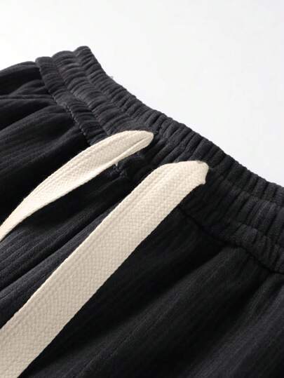 بنطلونان رجالي قطني مستقيم الساق كاجوال ، فضفاض ومتعدد الاستخدامات للصيف ، عصري