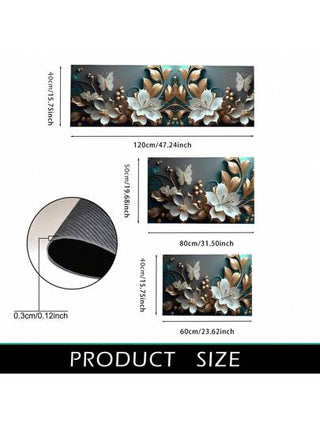 قطعة واحدة من بساط من جل السليكا مطبوع بتصميم 3D زهري - مقاوم للانزلاق ،والبقع ،وامتصاصي ممتاز ، مناسب للمطبخ والحمام - مثالي لديكور المنزل واحتفالات العطلات