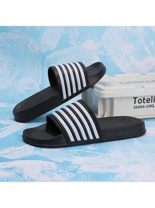 صنادل مزخرفة بخطوط, شبشب مقاوم للانزلاق،تصميم كلاسيكي 5 أسياخ للرجال، أحذية شاطئ بحزام، أحذية مائية