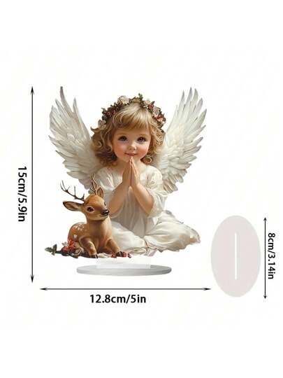 قطعة واحدة تمثال ملاك بوهيمي أنيق بأجنحة - تمثال صلاة من الأكريليك ، رمز للسلام والحب ، مناسب للمنزل والمكتب والمقهى والنوم ، ديكور متعدد الوظائف