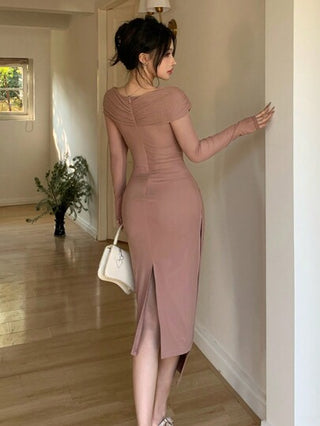فساتين حريمي DAZY فستان أنيق بدون أكتاف ذو لون سادة للنساء