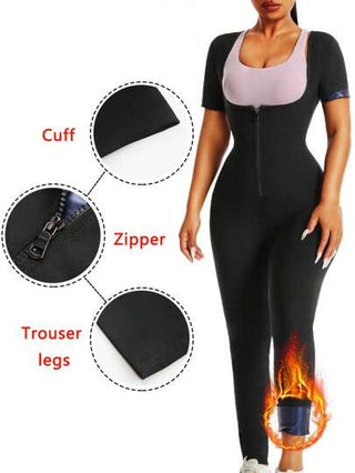 جمبسوت سونا قصيرة الأكمام بسحاب للنساء ذوات الحجم الكبير، للربيع/الصيف ، جمبسوت سونا ، جمبسوت يوغا ، جمبسوت ملابس رياضية ، مناسبة للركض والتمارين الهوائية واليوغا والياقة البدنية