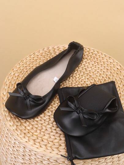 نساء خفيفة الوزن، إحساس عارية القدم، أنيقة كاجوال، ناعمة مريحة متعددة الاستخدامات، تصميم فراشة كلاسيكي، أحذية منزلية قابلة للطي، أحذية رقص بدون ربط