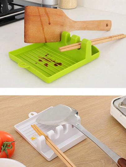 1 حامل أدوات المطبخ للموقد، حامل ملاعق/مغرفة/ملعقة مع لوح تنقيط ووقوف حامل الغطاء للمطبخ، حامل أدوات الطبخ بدون تقطير ،رفوف متعددة الوظائف لأدوات المطبخ مع حامل الغطاء