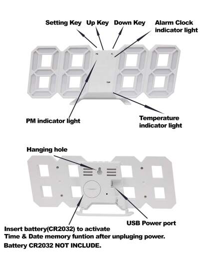 ساعة إنذار رقمية مع شاشة عرض درجة الحرارة، ساعة إنذار على طاولة ، ساعة قابلة للتركيب على الحائط ، ديكور المنزل, ديكور الغرفة، هدايا أعياد الميلاد والتخرج، ساعة رقمية لغرفة النوم, الديكور المدرسي، ولأول يوم مدرسي