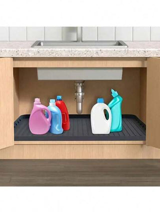 قطعة واحدة من حصيرة الحوض المطبخية المقاومة - بطانة صينية التقطير المقاومة للماء للمطابخ والحمامات، أداة حل للتخزين سهلة التنظيف