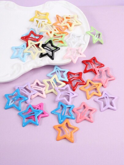 100 قطعة من مشابك شعر بشكل نجمة ملونة ، أدبيات براقة ملونة كحلوى، هدايا لعيد ميلاد الأطفال ورأس السنة الجديدة