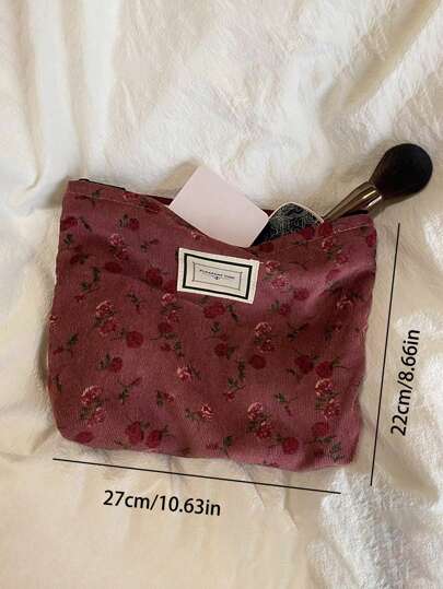 حقيبة كلاتش مخملية، حقيبة تخزين مخططة بسيطة للسفر، حقيبة مستحضرات تجميل بلون واحد،حقيبة مكياج مخملية كبيرة السعة للسفر:مثالية للتجميل على الطريق!(الرسائل على الحقيبة عشوائية)