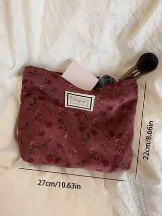 حقيبة كلاتش مخملية، حقيبة تخزين مخططة بسيطة للسفر، حقيبة مستحضرات تجميل بلون واحد،حقيبة مكياج مخملية كبيرة السعة للسفر:مثالية للتجميل على الطريق!(الرسائل على الحقيبة عشوائية)