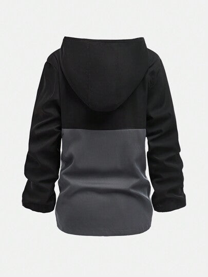 SHEIN Explorewe معطف رياضي محبوك ذو كتل لوني للبنين المراهقين، معطف كاسر للرياح