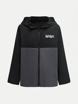 SHEIN Explorewe معطف رياضي محبوك ذو كتل لوني للبنين المراهقين، معطف كاسر للرياح