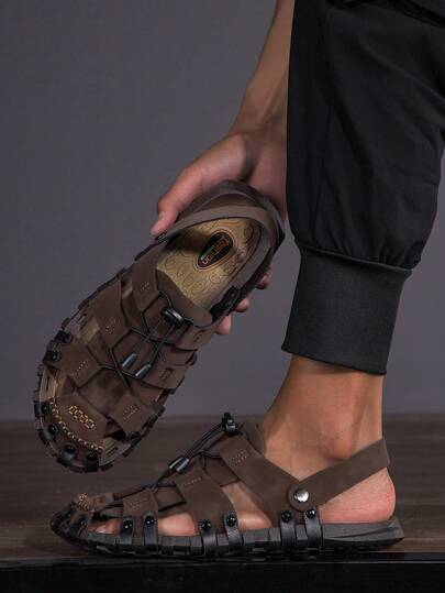 صنادل تنزه خارجية مقاس كبير قابلة للتنفس مع حماية للأصابع،صنادل شاطئ،صنادل مسحوبة إغلاق قابلة للضبط للشاطئ والسفر والعطلات،أفضل هدية للرجال. يرجى طلب مقاس أكبر لأنه يكون صغير الحجم.