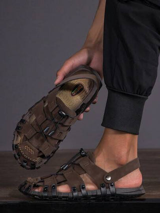 صنادل تنزه خارجية مقاس كبير قابلة للتنفس مع حماية للأصابع،صنادل شاطئ،صنادل مسحوبة إغلاق قابلة للضبط للشاطئ والسفر والعطلات،أفضل هدية للرجال. يرجى طلب مقاس أكبر لأنه يكون صغير الحجم.