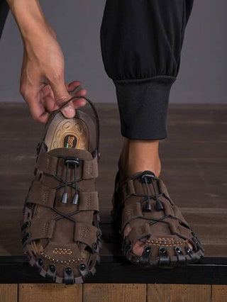 صنادل تنزه خارجية مقاس كبير قابلة للتنفس مع حماية للأصابع،صنادل شاطئ،صنادل مسحوبة إغلاق قابلة للضبط للشاطئ والسفر والعطلات،أفضل هدية للرجال. يرجى طلب مقاس أكبر لأنه يكون صغير الحجم.