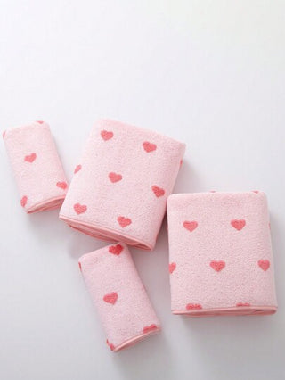 قطعة واحدة من المنشفة الجاكار من البوليستر بنمط القلب، بحجم مستطيل 70*140 سم أو 34*75 سم، باللون الوردي، مناسبة للحمام والمطبخ وغسيل الوجه، ذات امتصاصية عالية ومناسبة للبالغين والأزواج والعائلات في جميع الفصول، سريعة الجفاف، مناسبة كهدية لحمام...