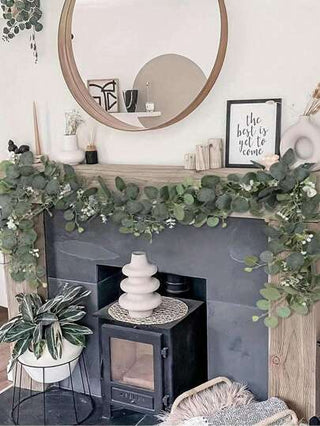 4/2/1 قطعة إكاليبتوس اصطناعي أخضر وأغصان صفصاف، فاين نباتات اصطناعية بطول 70 بوصة مع زهور بيضاء رقيقة، عناصر ديكورية لوسط طاولة الزفاف وخلفية قوس الزفاف، مناسبة لإضفاء طابع ريفي على المنزل والحديقة والزفاف والحفلات والمناسبات، بما في ذلك عيد الميلاد...