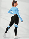 SHEIN Sport Studio بدلة رياضية نسائية شاملة وصدرية مقصرة ذات موحد اللون مع سراويل ضيقة بخصر عالي وعرض متباين ، مرنة