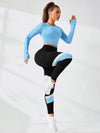 SHEIN Sport Studio بدلة رياضية نسائية شاملة وصدرية مقصرة ذات موحد اللون مع سراويل ضيقة بخصر عالي وعرض متباين ، مرنة