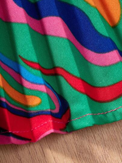 فساتين بيبي فستان صيفي مخمل لطفلة رضيعة بحمالات ملونة مكرر الطيات مناسب للعطلات