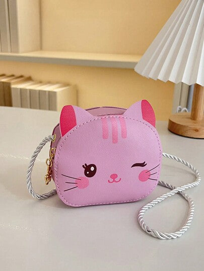 قطعة واحدة محفظة صغيرة من البولي يوريثان مغلقة بسوستة ذات تصميم كرتوني على شكل قطة تغمز بعينها، حقيبة كروس شكل دائري، حقيبة كورية صغيرة لخروجات، تصميم نادر، حزام كتف مريح ومتعدد الاستخدامات، مناسبة للخروجات اليومية والمناسبات، خيار جيد للهدايا