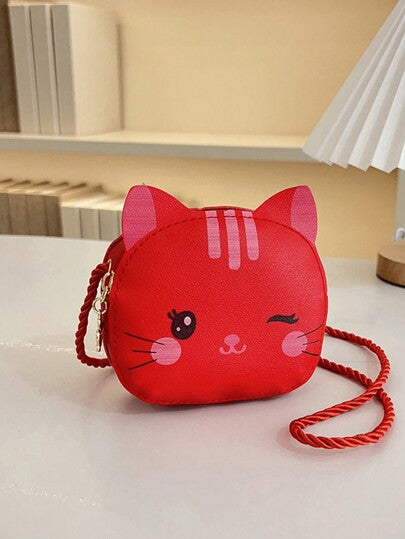 قطعة واحدة محفظة صغيرة من البولي يوريثان مغلقة بسوستة ذات تصميم كرتوني على شكل قطة تغمز بعينها، حقيبة كروس شكل دائري، حقيبة كورية صغيرة لخروجات، تصميم نادر، حزام كتف مريح ومتعدد الاستخدامات، مناسبة للخروجات اليومية والمناسبات، خيار جيد للهدايا