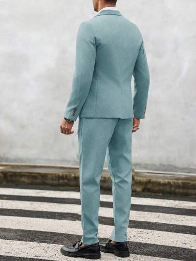 Manfinity Mode بيجاما بياقة انقلابية بأكمام طويلة وبنطال للرجال