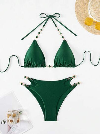 Swim SXY مجموعتين من البكيني المكون من سلسلة بركة عالية الجودة مع حمالات مثلثة سبعية للنساء شيك وإطلالة إجازات صيفية حديثة