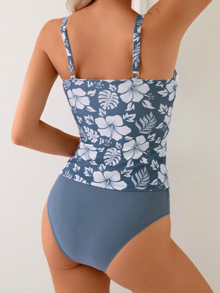 طقم تانكيني حريمي Swim Lushoire ملابس علوية نسائية مع طباعة الزهور بياقة على شكل حرف V مع حمالات رفيعة لعطلات الشاطئ لتناسق الشكل