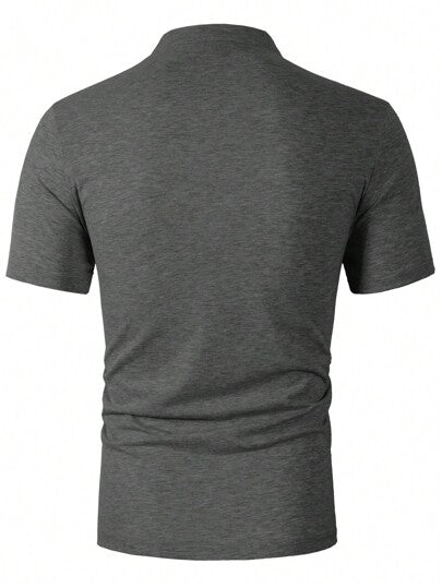 Manfinity Homme قميص بولو قصير الأكمام ذو لون أحادي للرجال