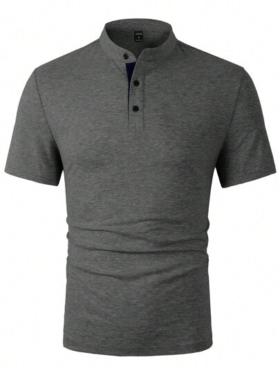 Manfinity Homme قميص بولو قصير الأكمام ذو لون أحادي للرجال