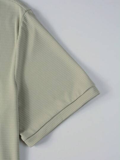 Manfinity Homme قميص بولو كاجوال أكمام قصيرة أحادي اللون للرجال