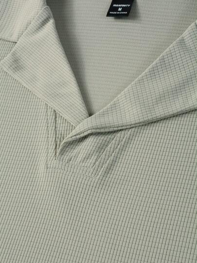 Manfinity Homme قميص بولو كاجوال أكمام قصيرة أحادي اللون للرجال