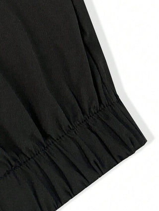 Manfinity Homme بناطيل حمولة رجالية بخصر مطاطي لون سادة